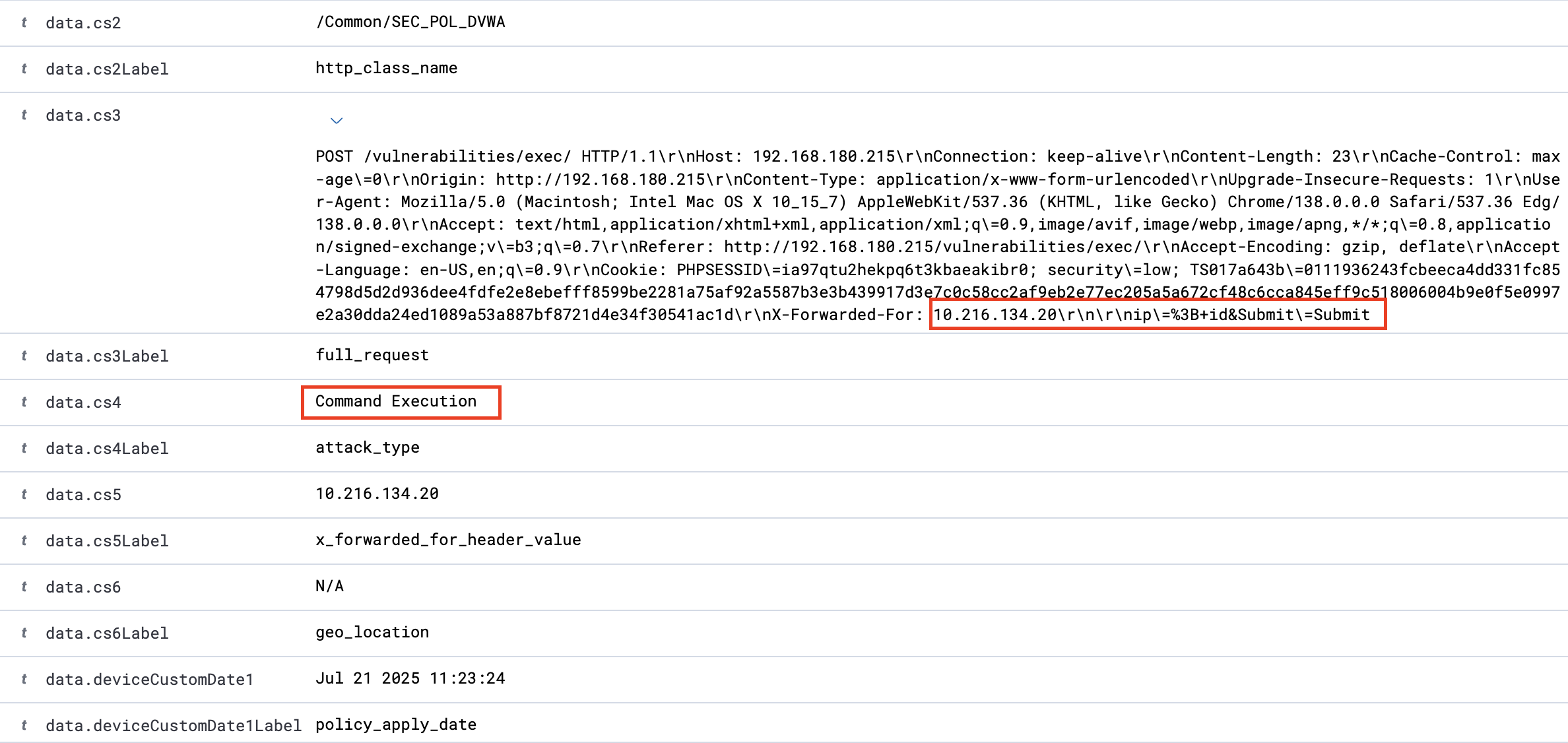 Command injection events